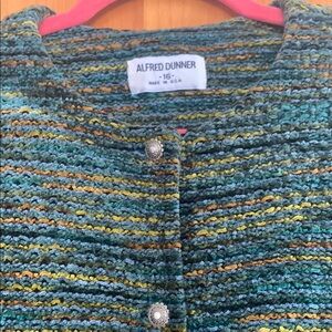 Vintage Alfred Dunner Chenille Cardigan w/ Silver Western Concho Buttons